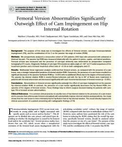 Femoral Version Abnormalities Signiﬁcantly Outweigh Effect of Cam Impingement on Hip Internal Rotation