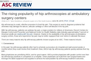 rising popularity of hip arthroscopies at ambulatory surgery centers 300x201 - As Seen In Becker's ASC Review: The rising popularity of hip arthroscopies at ambulatory surgery centers